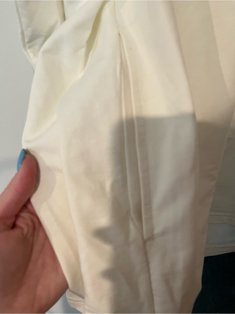 Unisex Cream Half-Zip Shirt with Navy-Trim Stand Collar - Picture 5 of 10